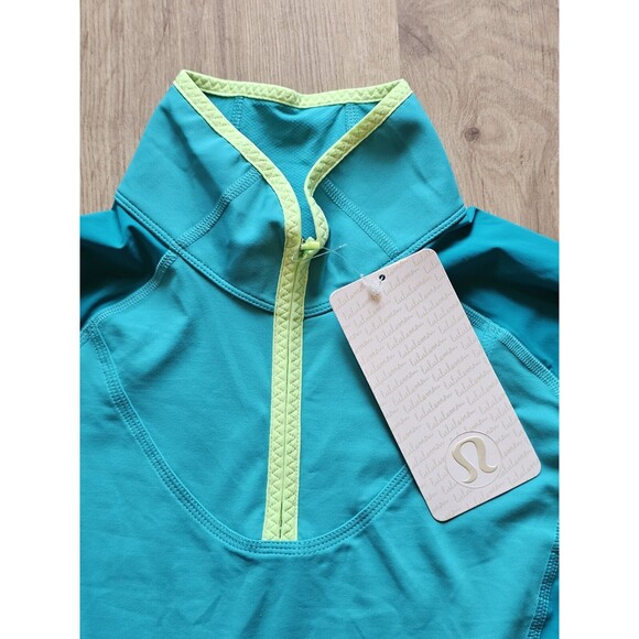 NEW Lululemon Sz 10 Trail Bound 1/2 Zip TealBlue Tropics Long Sleeve Running Top - Picture 2 of 9